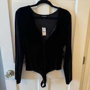 Express - Black Velvet Long Sleeve Body Suit - NWT - size L